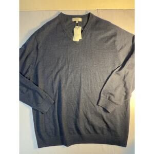 Turnbury Merino Wool Sweater 3XB Big Tall Navy Blue V Neck NWT
